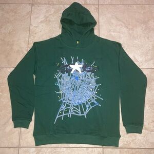 Forest Green Graphic Hoodie with Web Design